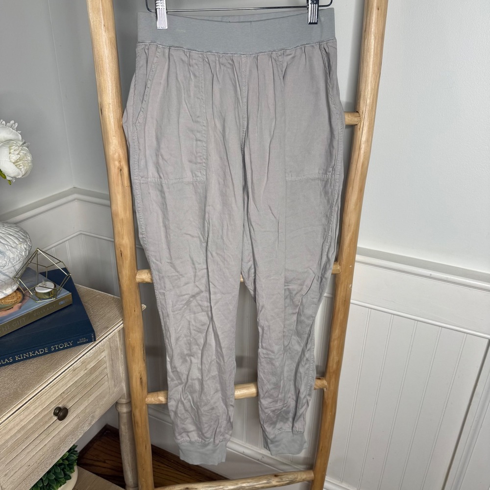 Faherty Womens Grey Tencel Linen Blend Elastic Waist Jogger Pants Size S